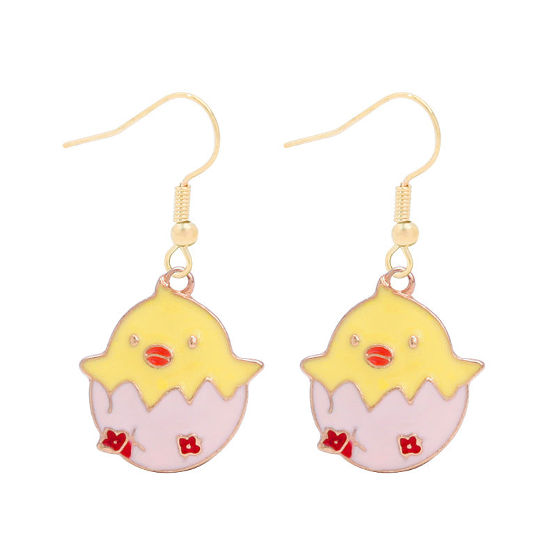 Wholesale 6pcs Easter earrings creative cartoon rabbit chicken Easter egg earrings spring carnival party jewelry